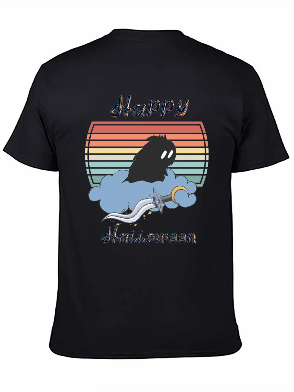 Happy Halloween T-Shirt - Retro Sunset Design product image 4