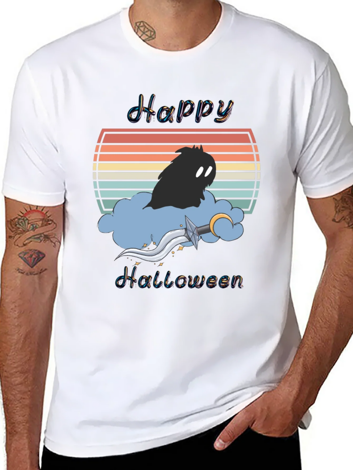 Happy Halloween T-Shirt - Retro Sunset Design product image 7