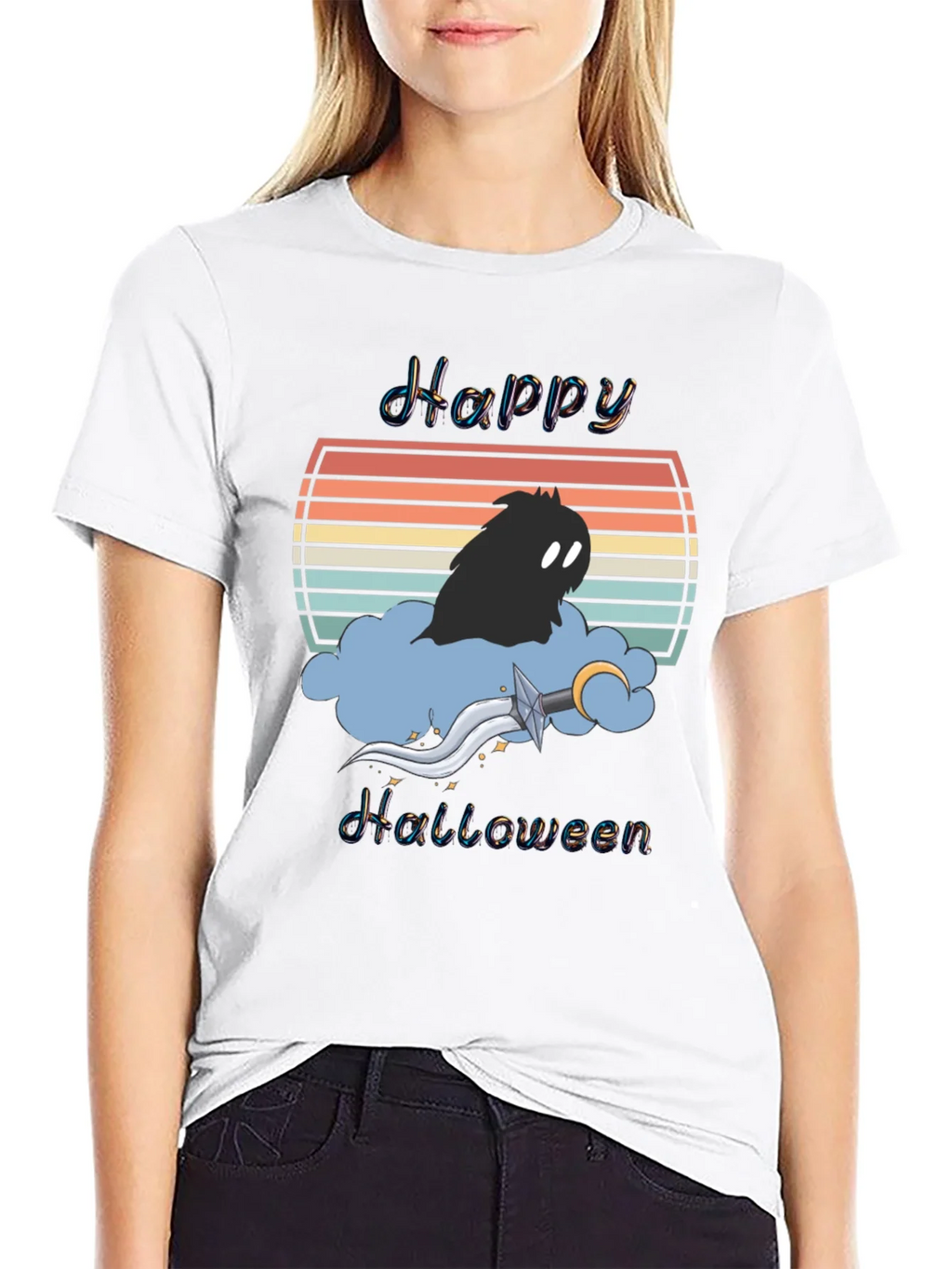 Happy Halloween T-Shirt - Retro Sunset Design product image 8