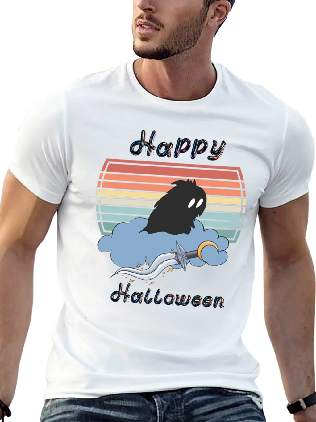 Happy Halloween T-Shirt - Retro Sunset Design product image 12