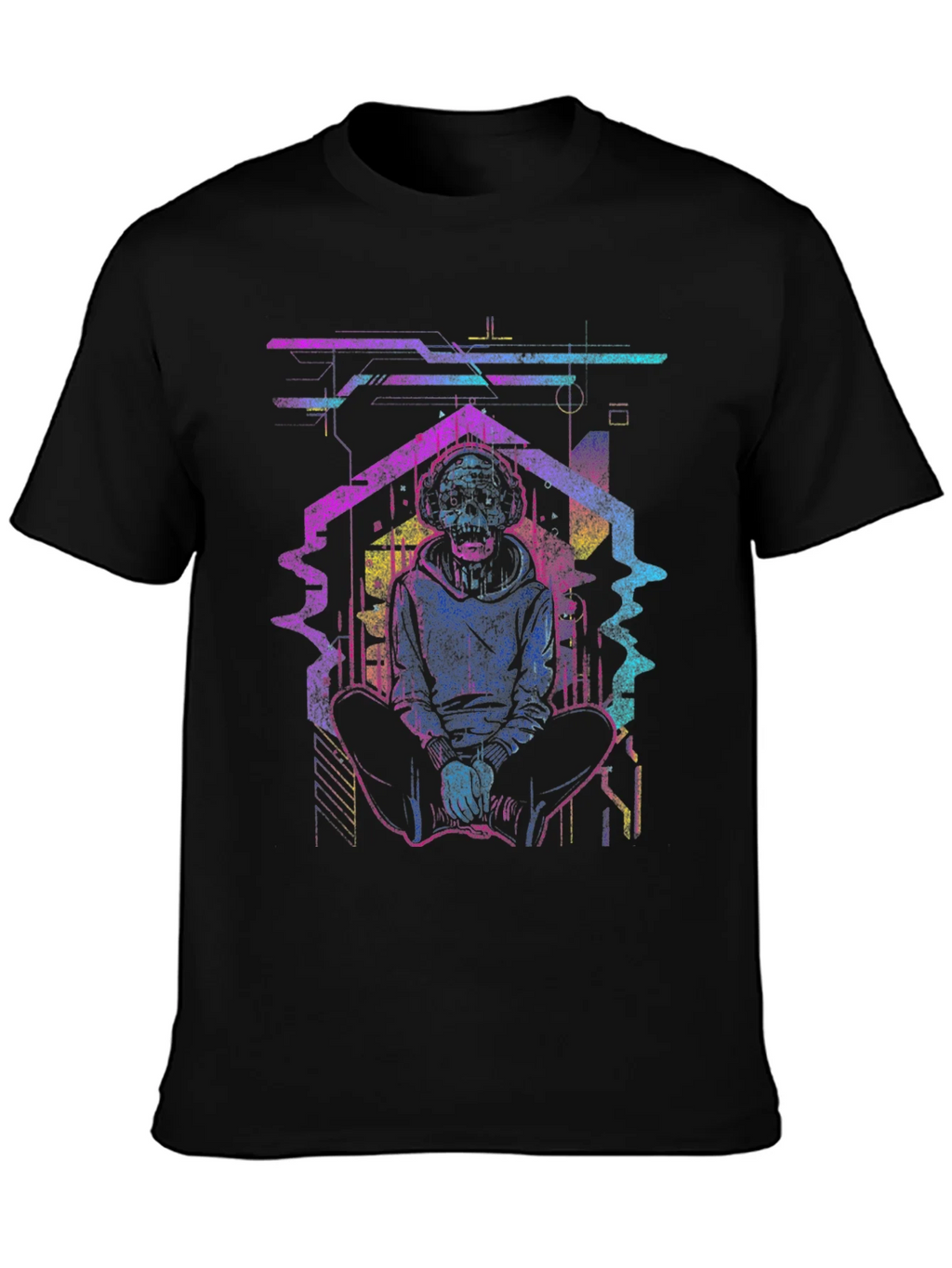 Cyberpunk Skull Graphic Tee - Black product image 2