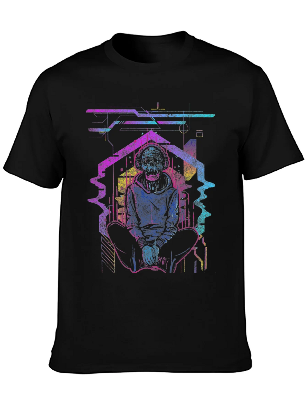 Cyberpunk Skull Graphic Tee - Black product image 2