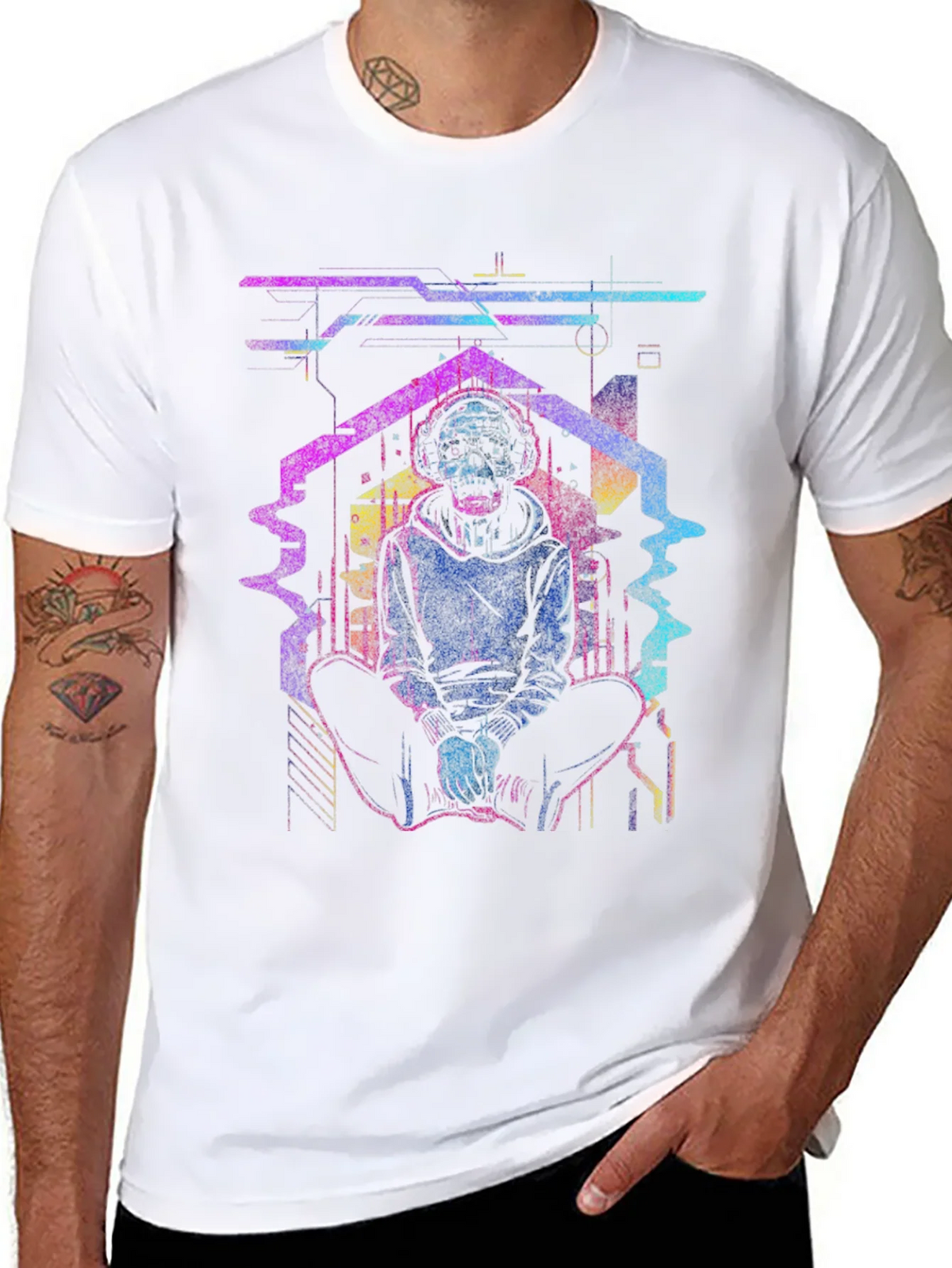 Cyberpunk Skull Graphic Tee - Black product image 4