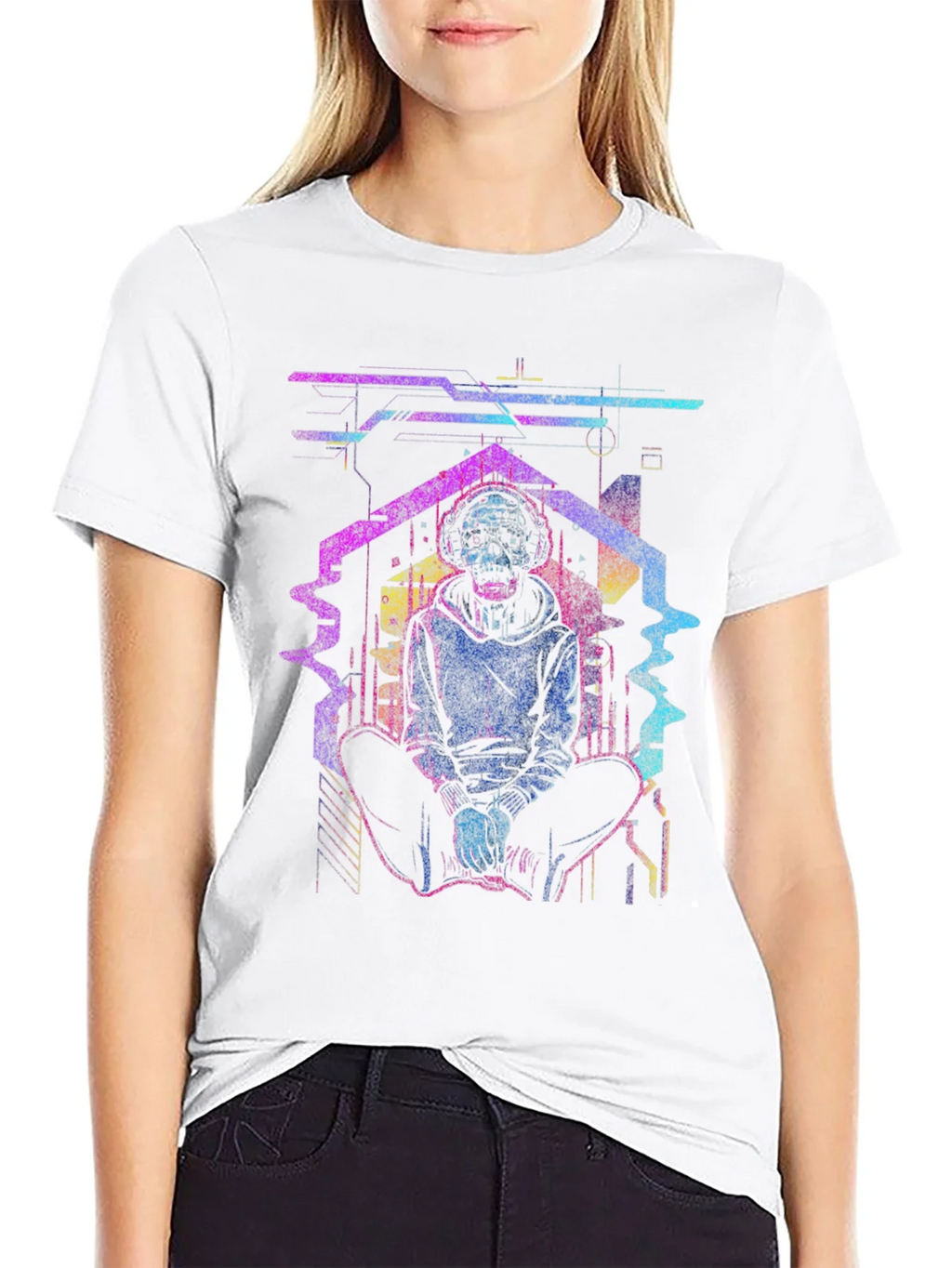 Cyberpunk Skull Graphic Tee - Black product image 5