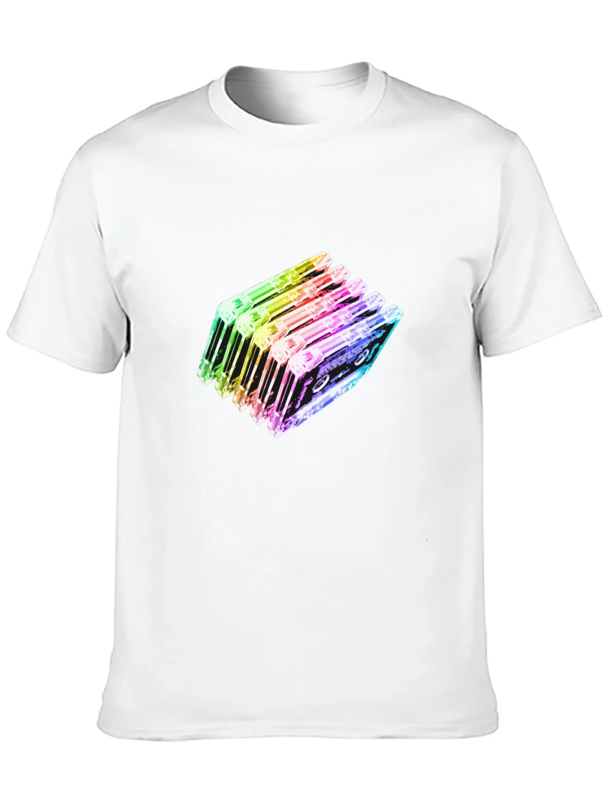 Rainbow Cassette Tapes Graphic Black T-Shirt product image 9