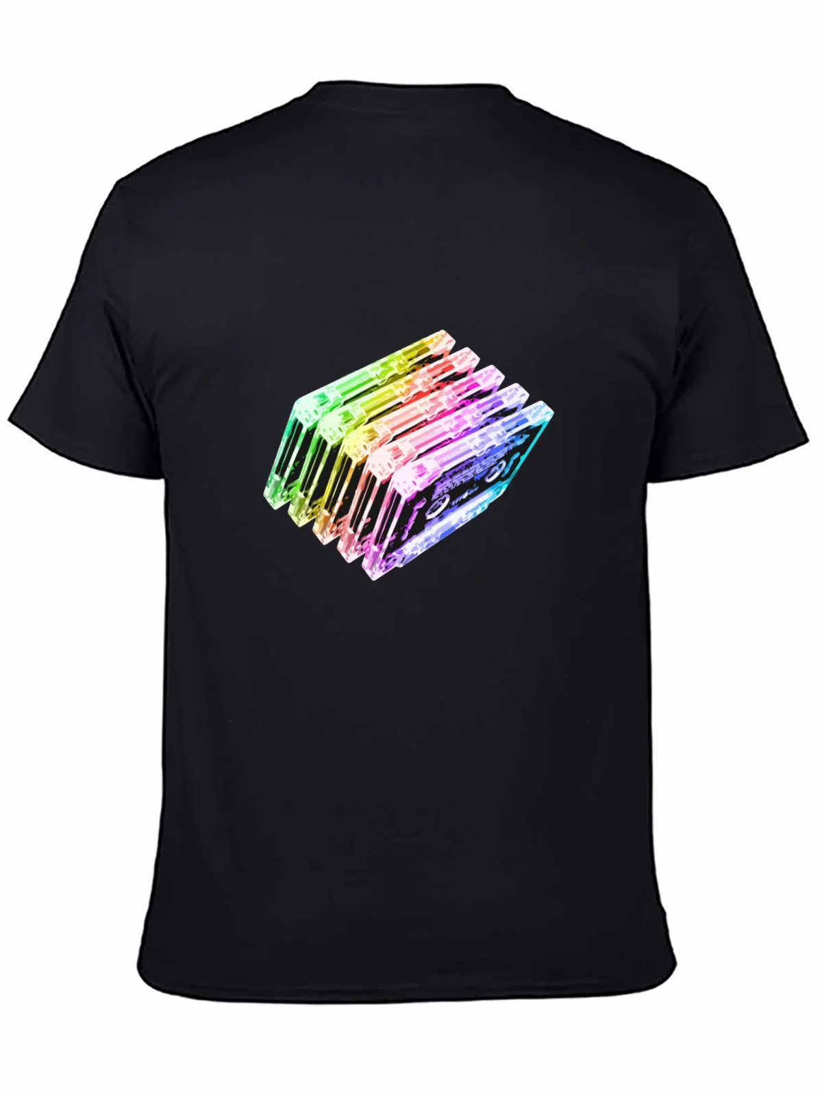 Rainbow Cassette Tapes Graphic Black T-Shirt product image 4