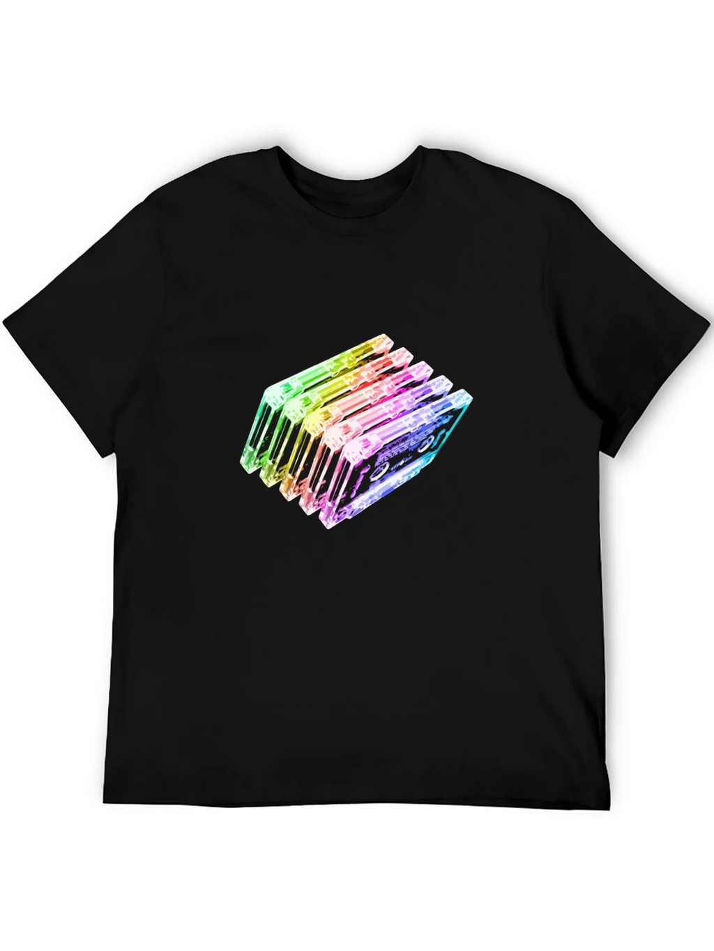 Rainbow Cassette Tapes Graphic Black T-Shirt product image 5