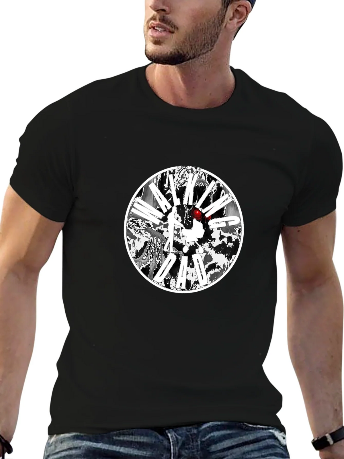 Black T-Shirt with Circular Graphic Design product image 6