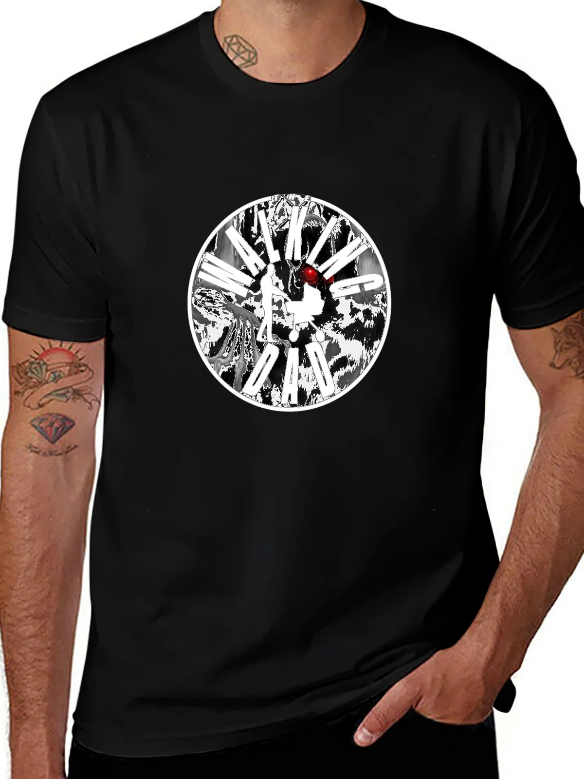 Black T-Shirt with Circular Graphic Design product image 1