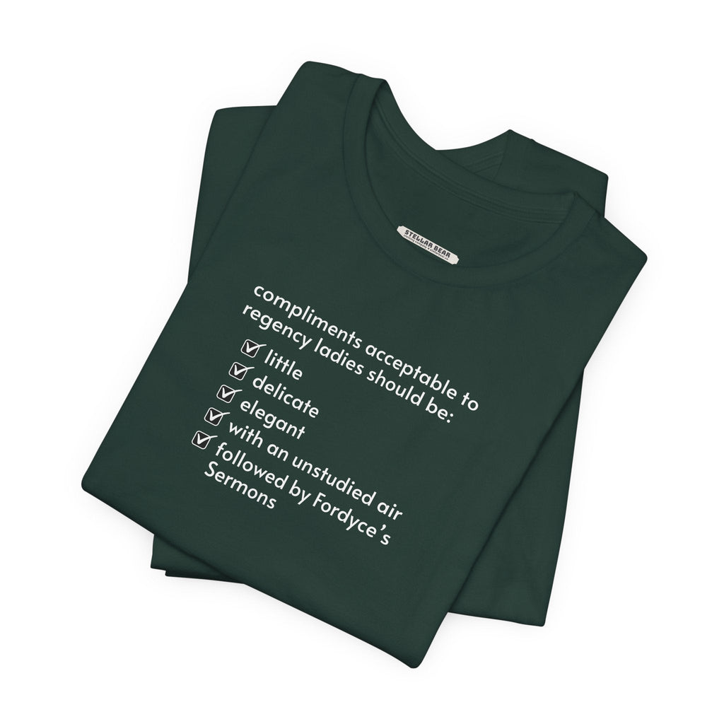 Compliments Acceptable to Regency Ladies Checklist T-Shirt product image 3