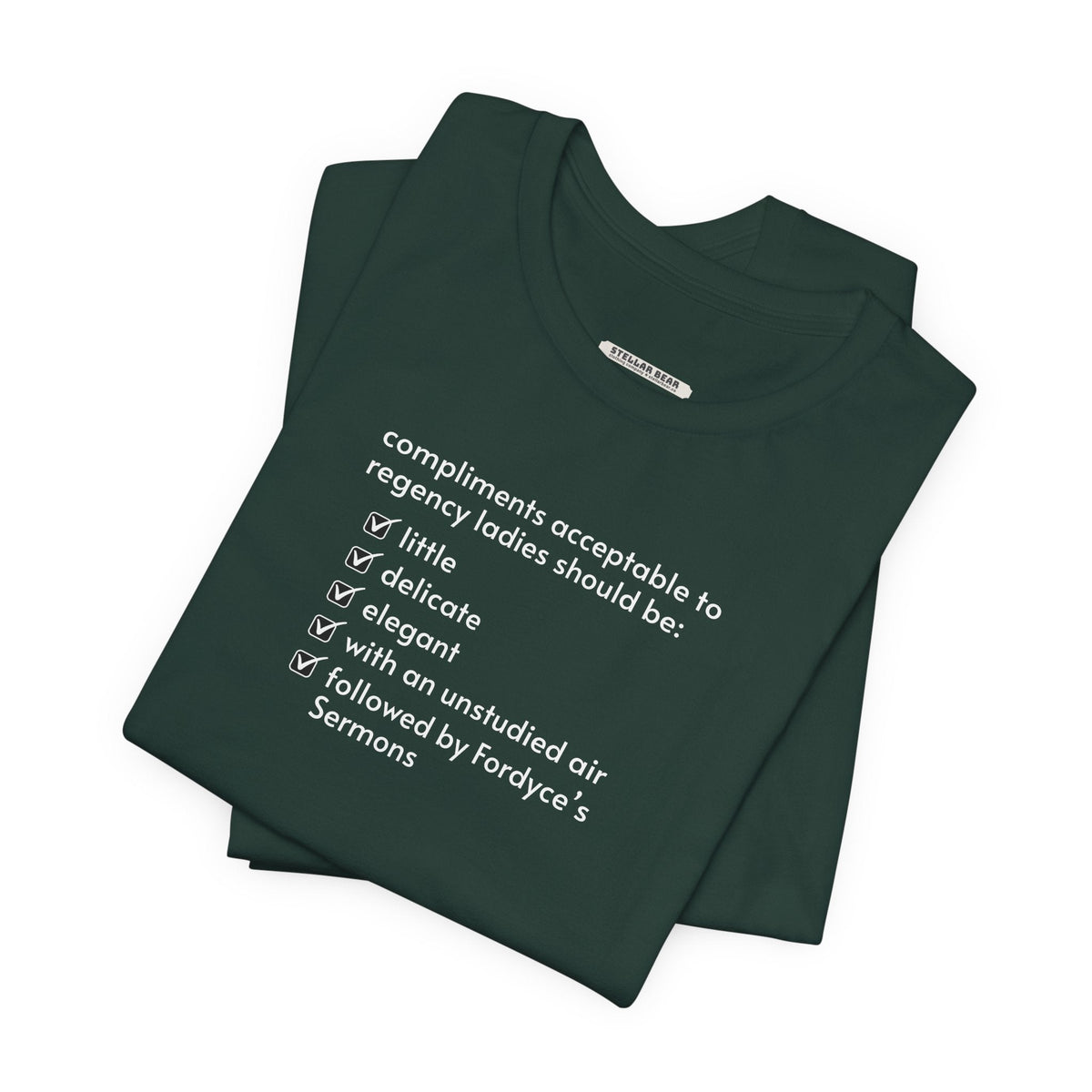 Compliments Acceptable to Regency Ladies Checklist T-Shirt product image 3