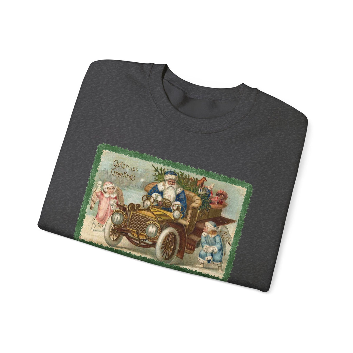 Snowball Fighting Angels with Santa 1900s Vintage Graphic product image 11