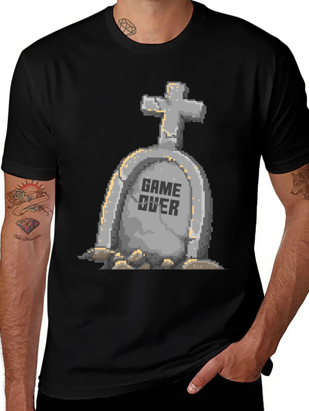 Game Over Pixel Art T-Shirt - Black product image 1