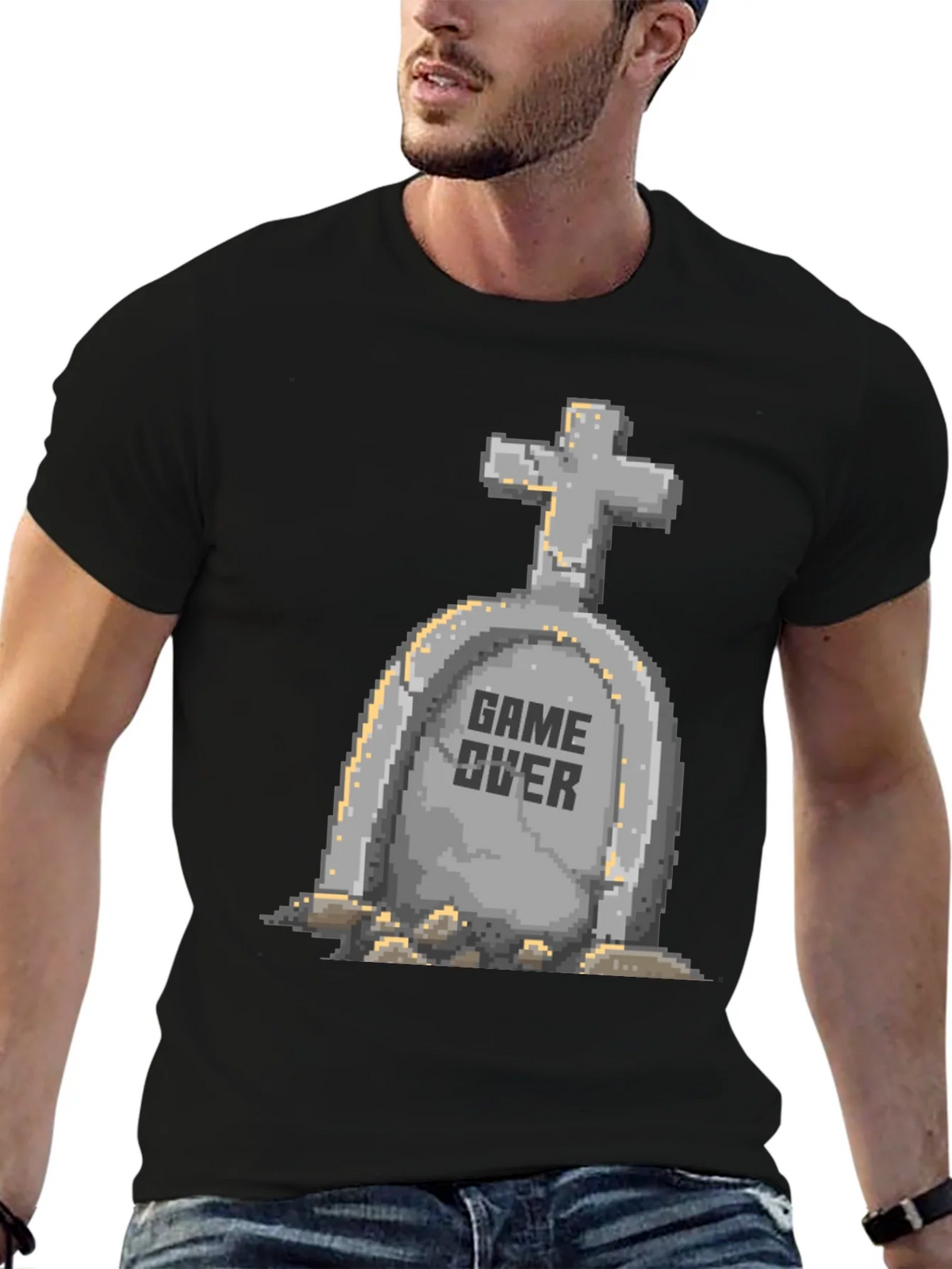 Game Over Pixel Art T-Shirt - Black product image 3