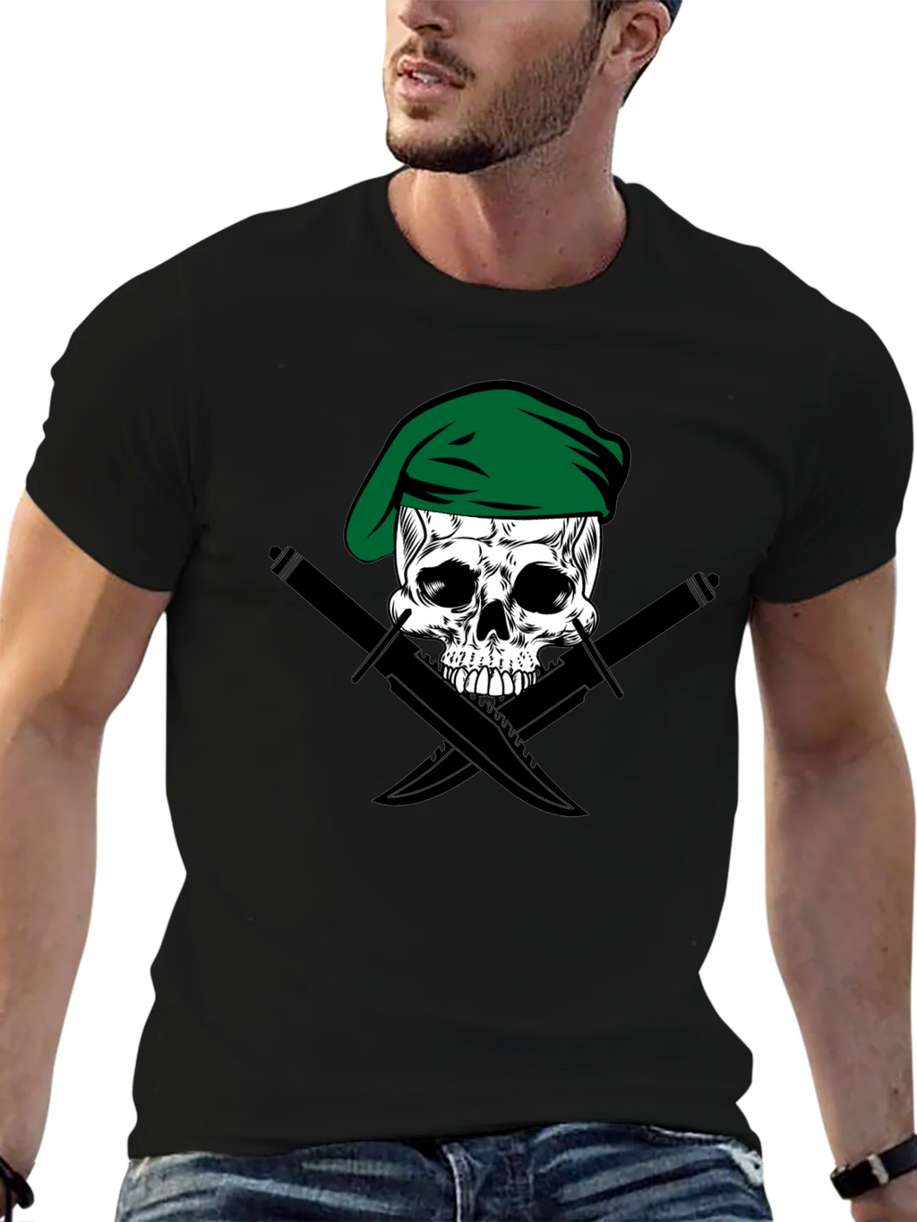 Skull & Daggers Tee - Green Beret Design product image 6