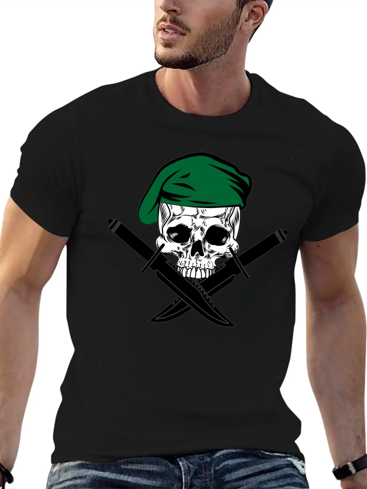 Skull & Daggers Tee - Green Beret Design product image 6
