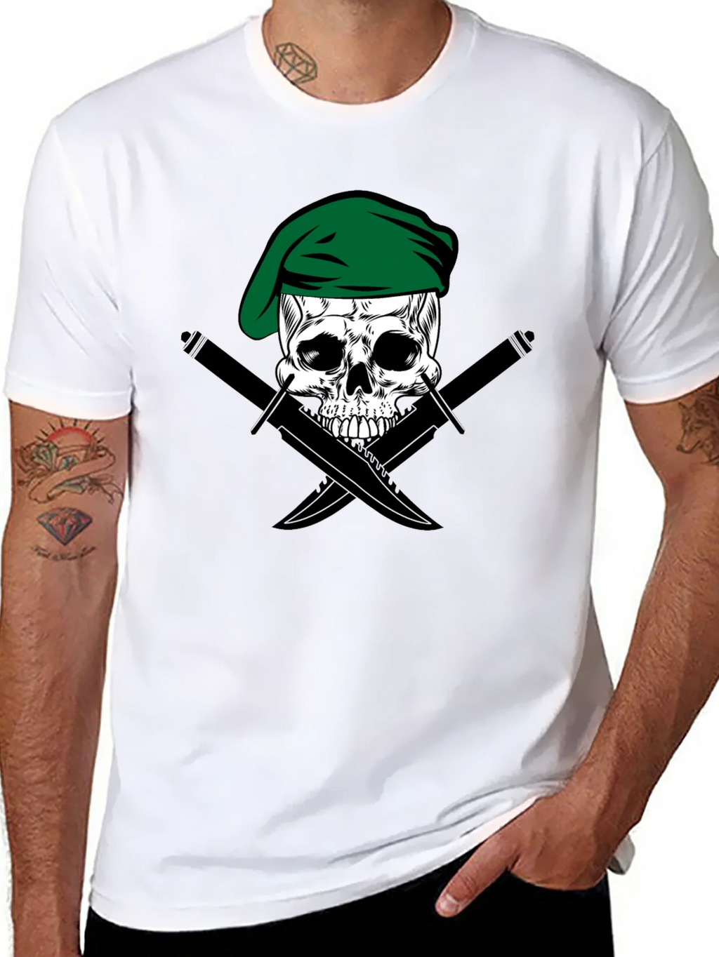 Skull & Daggers Tee - Green Beret Design product image 7