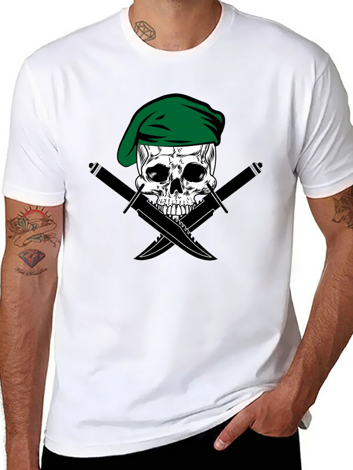 Skull & Daggers Tee - Green Beret Design product image 7