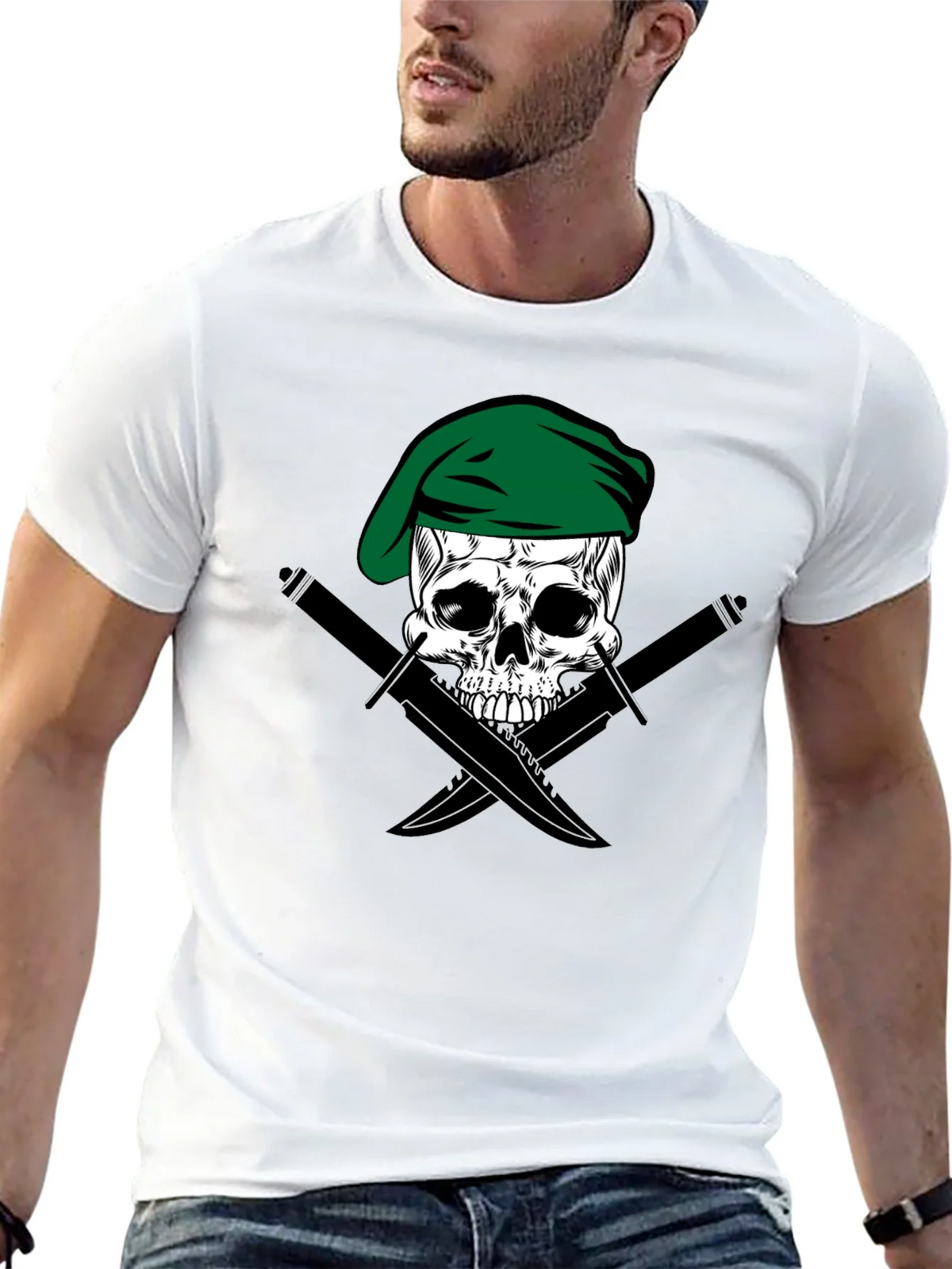 Skull & Daggers Tee - Green Beret Design product image 12
