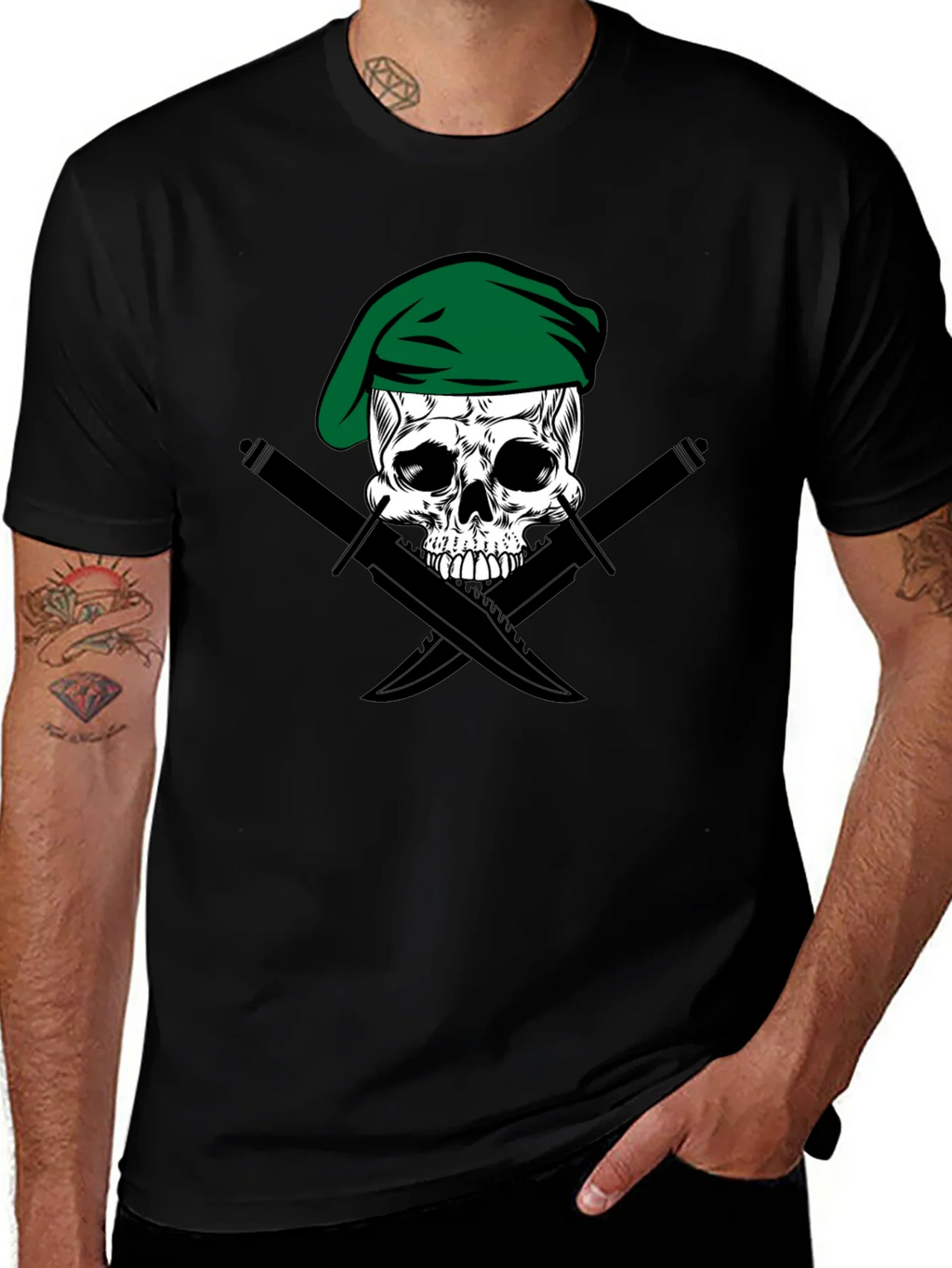 Skull & Daggers Tee - Green Beret Design product image 1