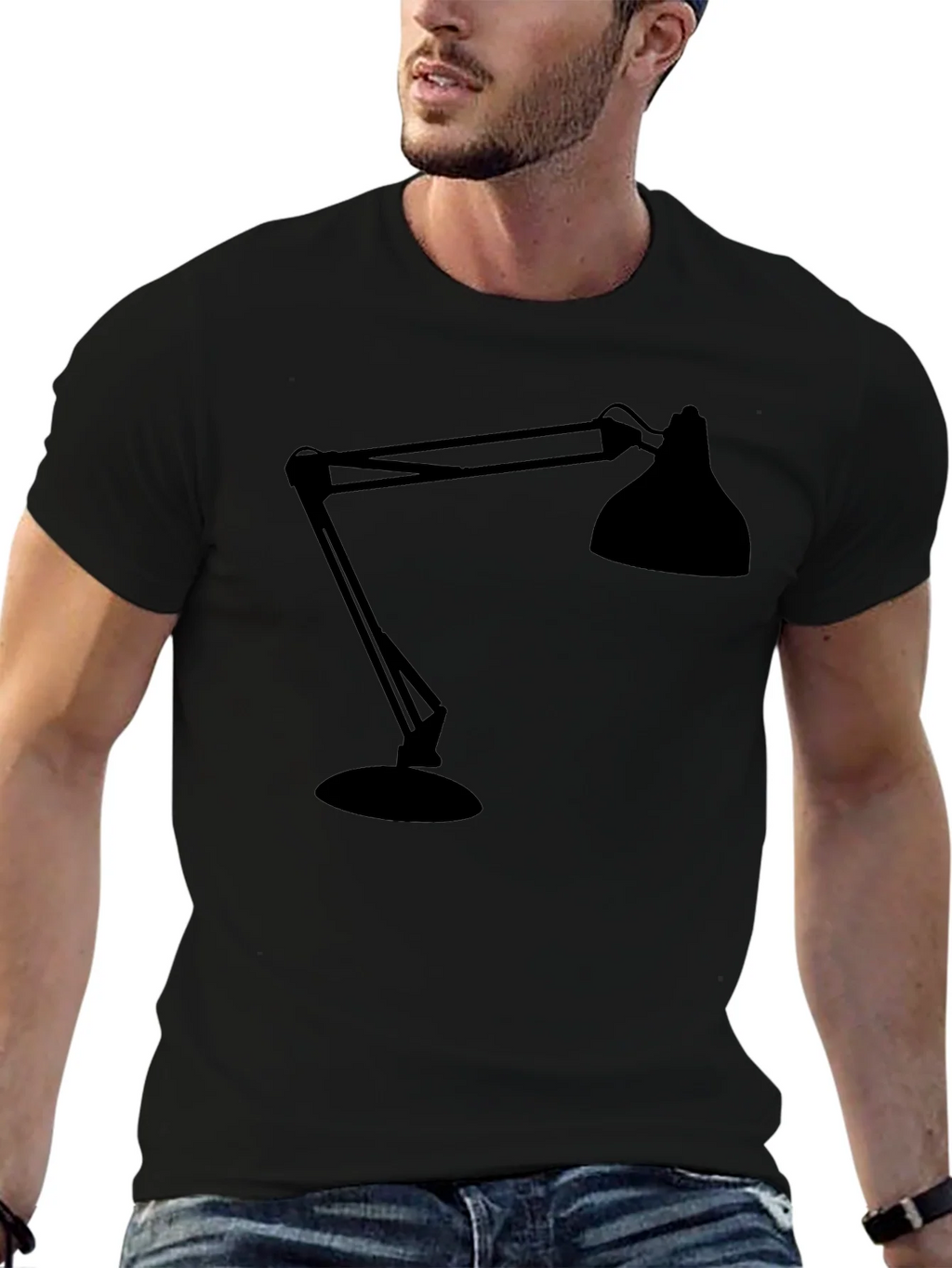 Modern Lamp Graphic Tee - Black Cotton Shirt product image 6