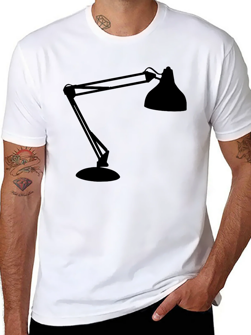 Modern Lamp Graphic Tee - Black Cotton Shirt product image 7