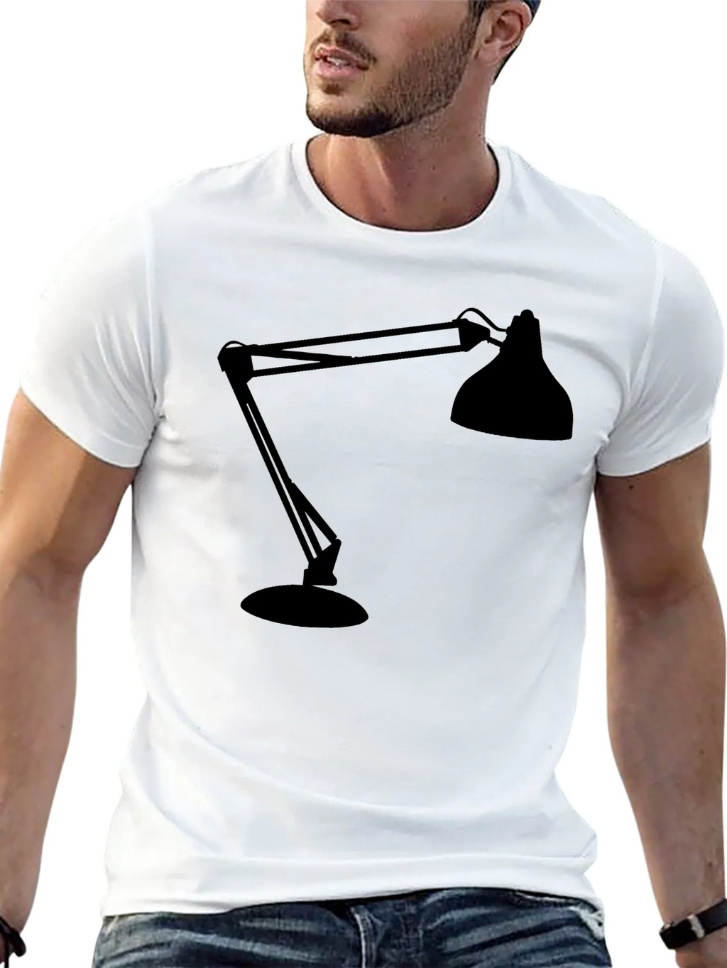 Modern Lamp Graphic Tee - Black Cotton Shirt product image 12