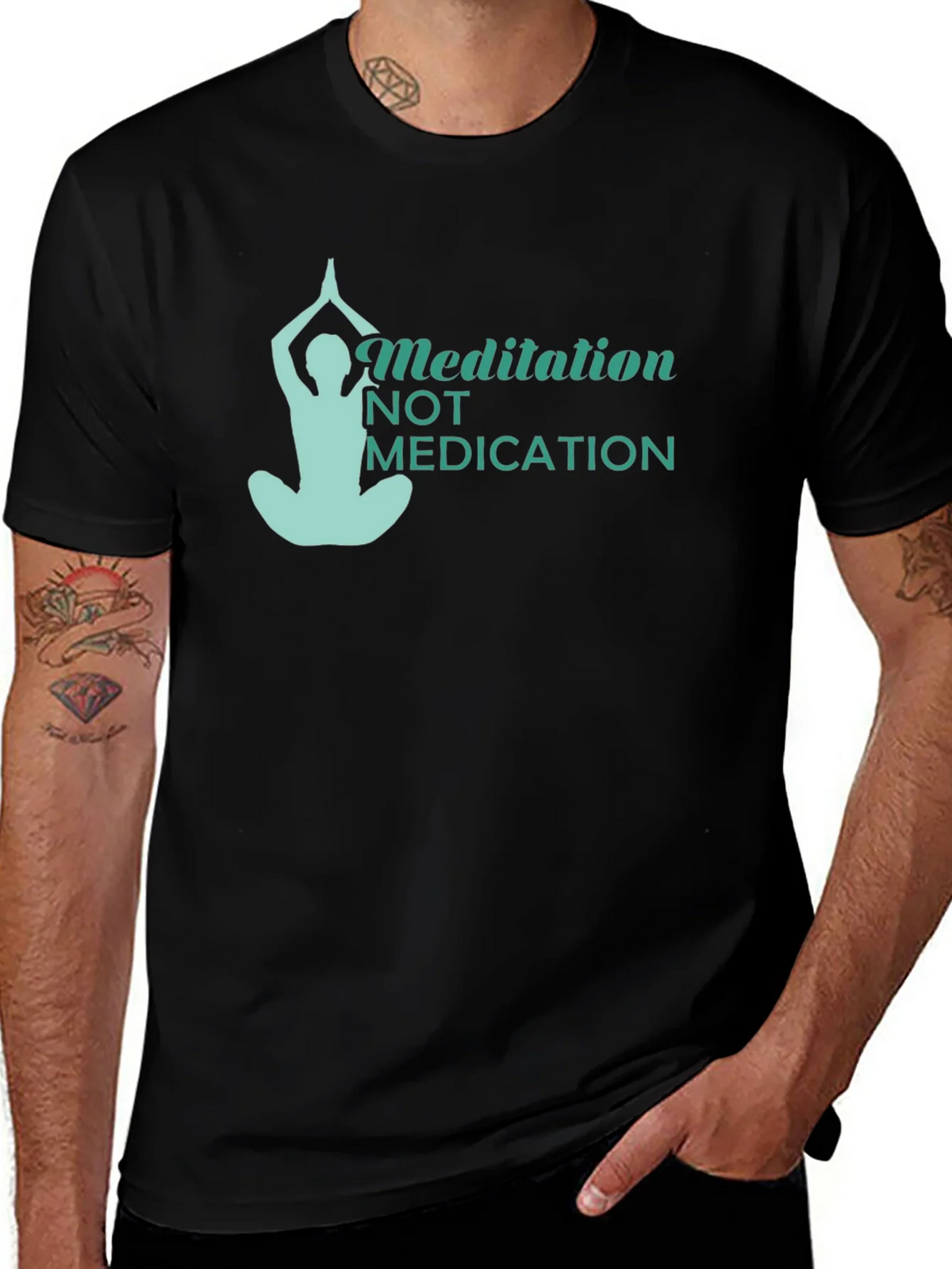 Meditation Not Medication Black T-Shirt product image 1