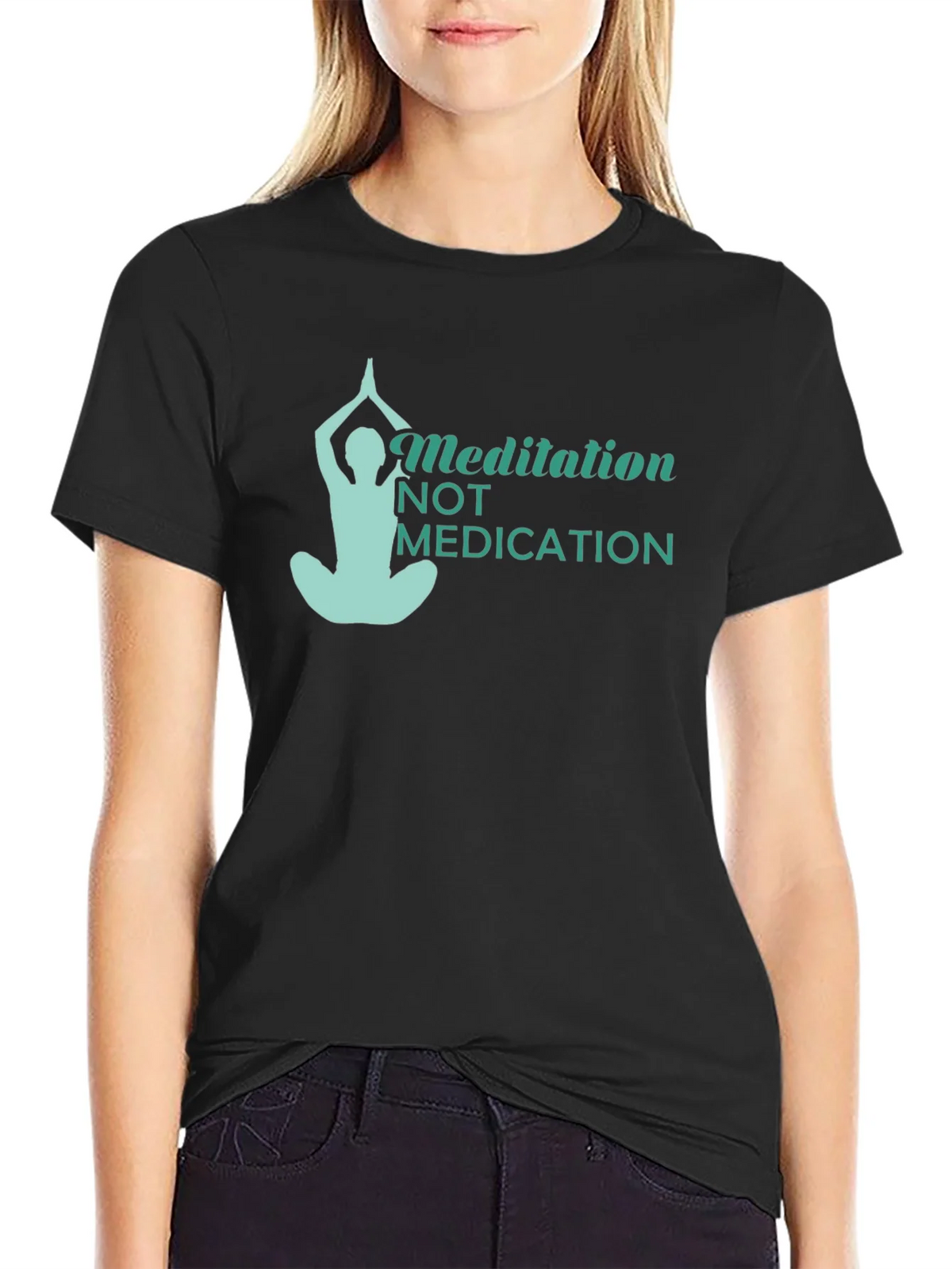Meditation Not Medication Black T-Shirt product image 2
