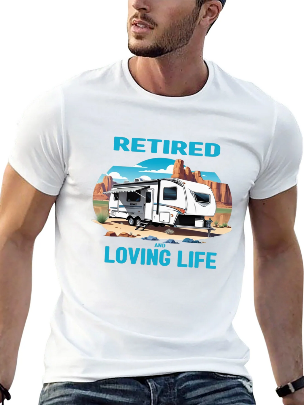 Retired & Loving Life Graphic T-Shirt - Camping RV Design product image 12