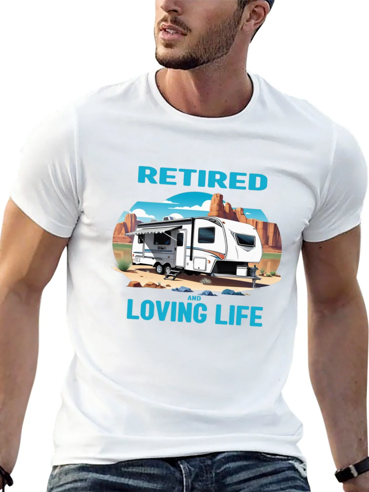Retired & Loving Life Graphic T-Shirt - Camping RV Design product image 12