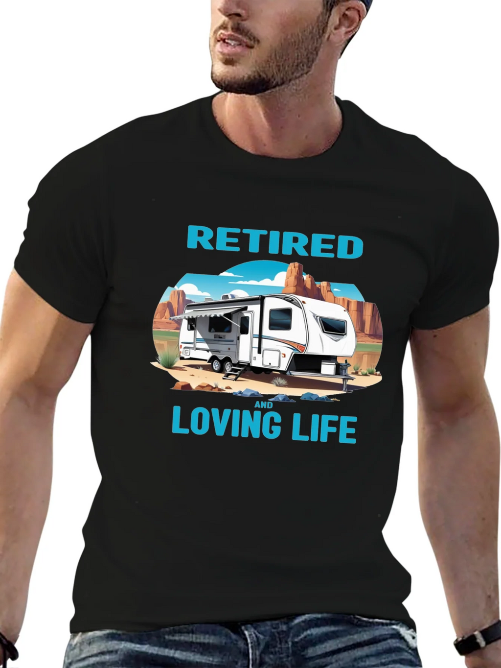 Retired & Loving Life Graphic T-Shirt - Camping RV Design product image 6