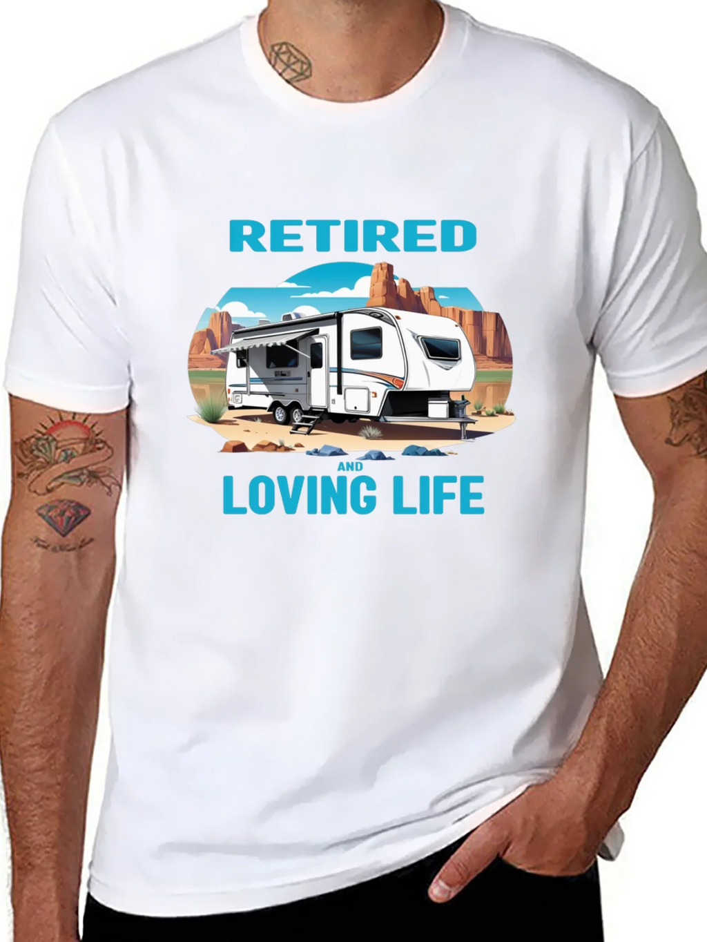 Retired & Loving Life Graphic T-Shirt - Camping RV Design product image 7