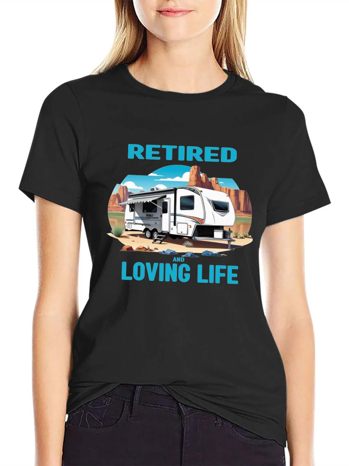 Retired & Loving Life Graphic T-Shirt - Camping RV Design product image 2