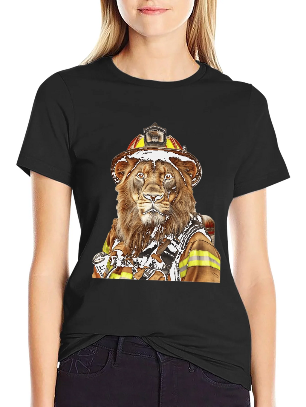 Lion Firefighter Graphic Tee - Unique Design! product image 2
