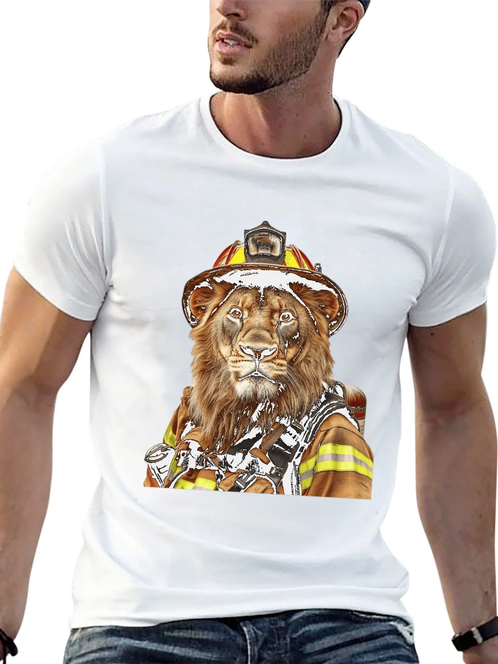 Lion Firefighter Graphic Tee - Unique Design! product image 12