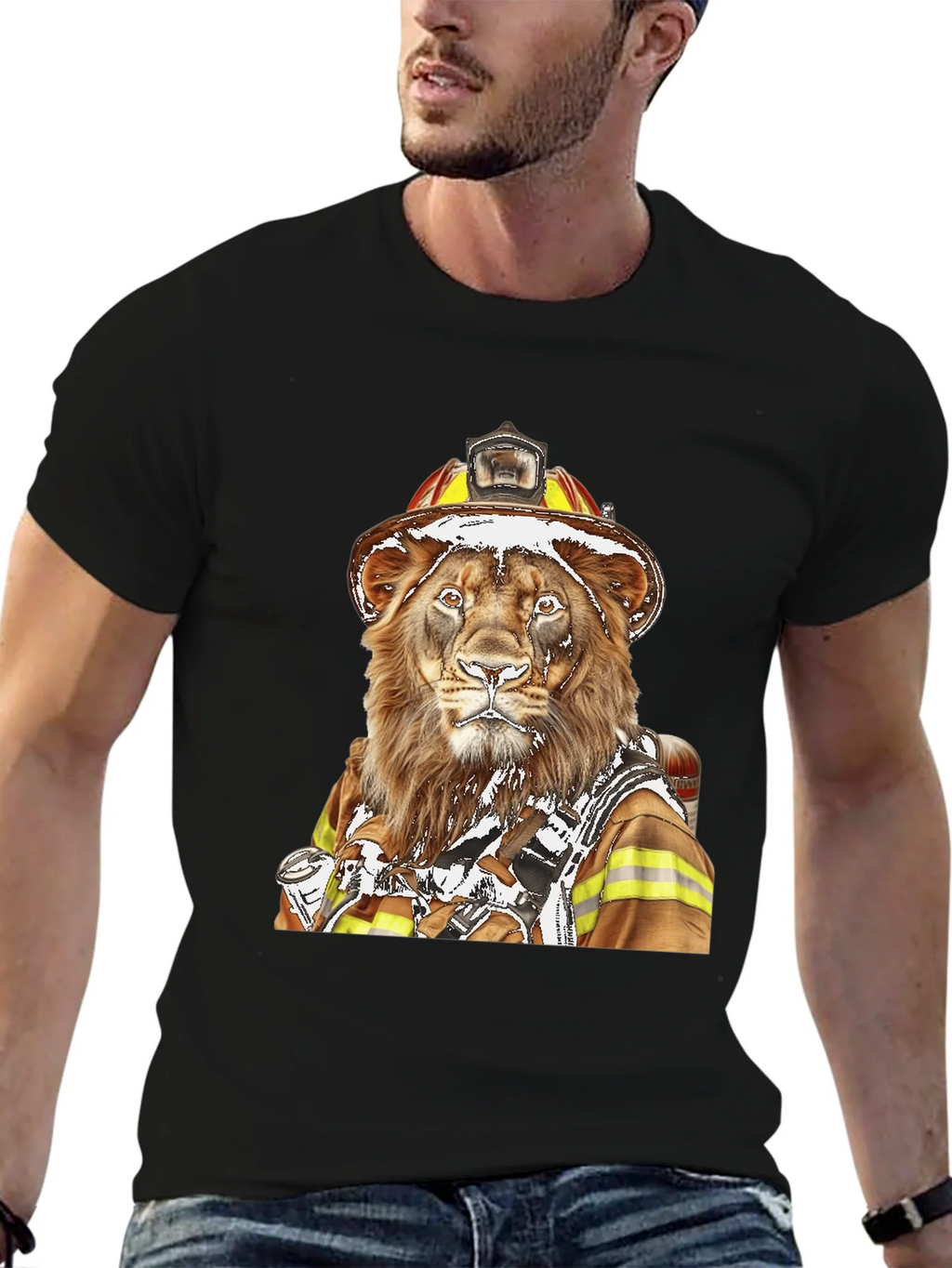 Lion Firefighter Graphic Tee - Unique Design! product image 6
