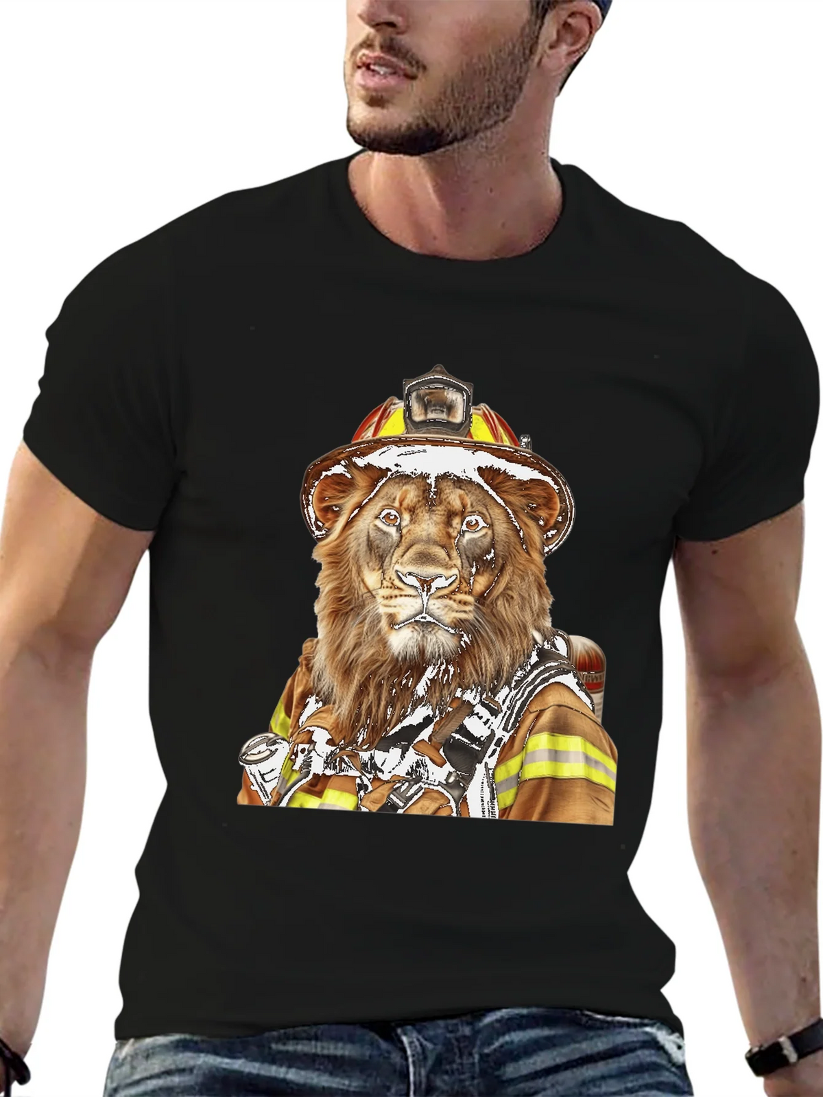 Lion Firefighter Graphic Tee - Unique Design! product image 6