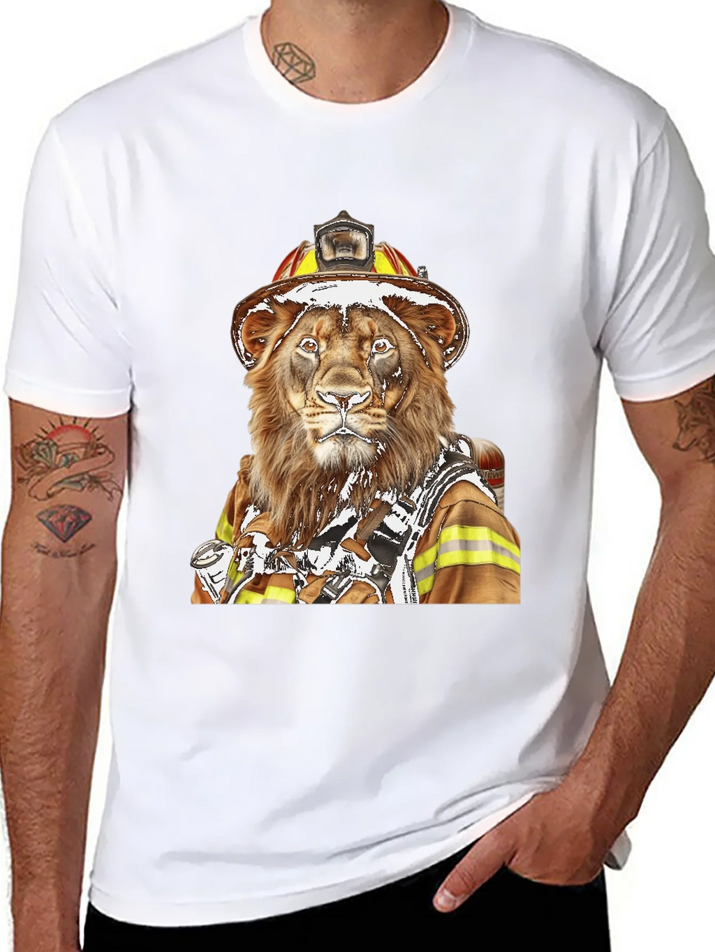 Lion Firefighter Graphic Tee - Unique Design! product image 7