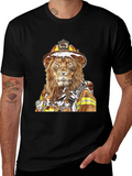 Lion Firefighter Graphic Tee - Unique Design! product image 1