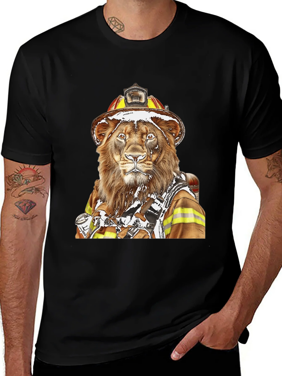 Lion Firefighter Graphic Tee - Unique Design! product image 1