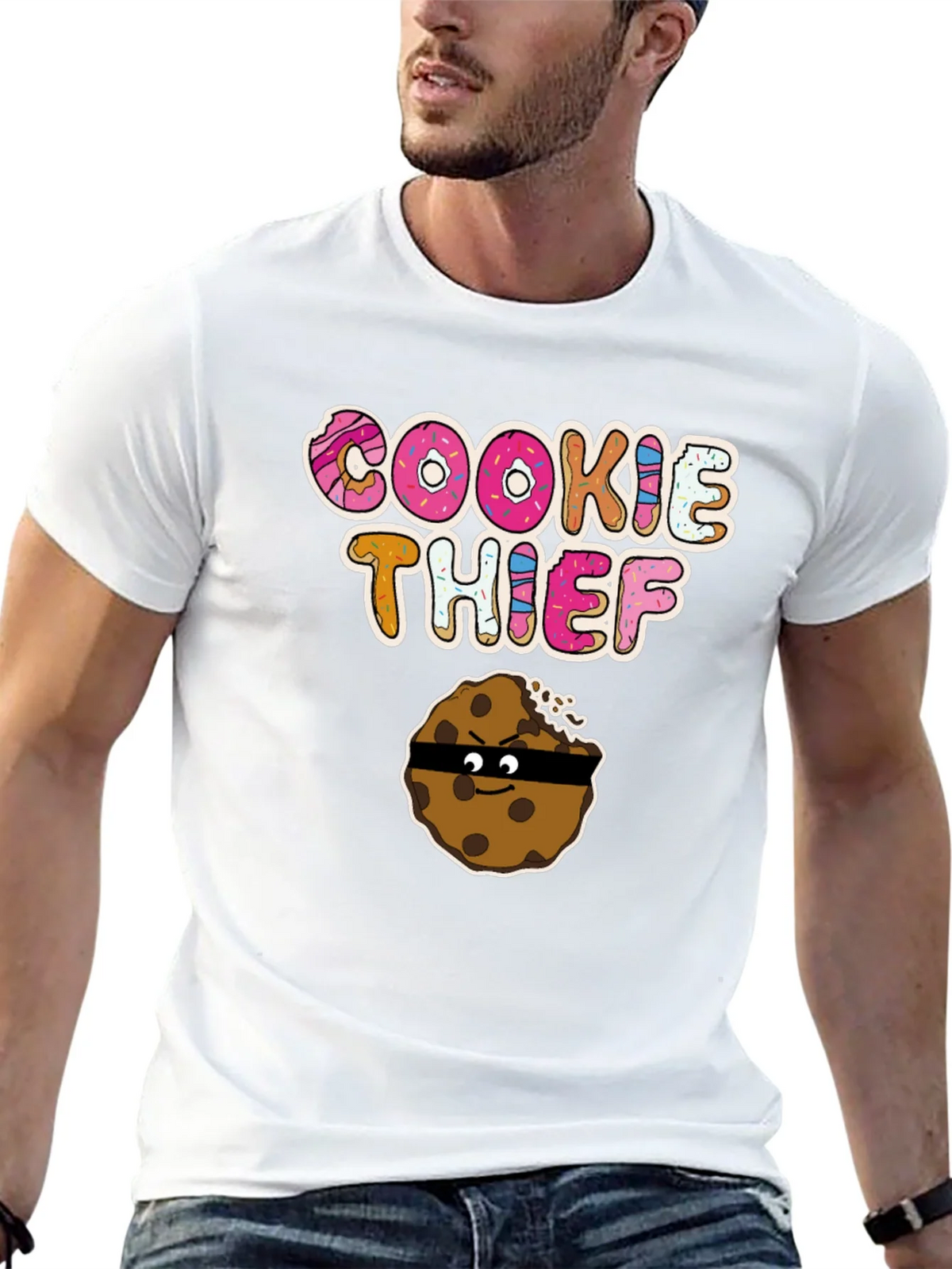 Cookie Thief Graphic Tee - Funny Cartoon Shirt product image 2