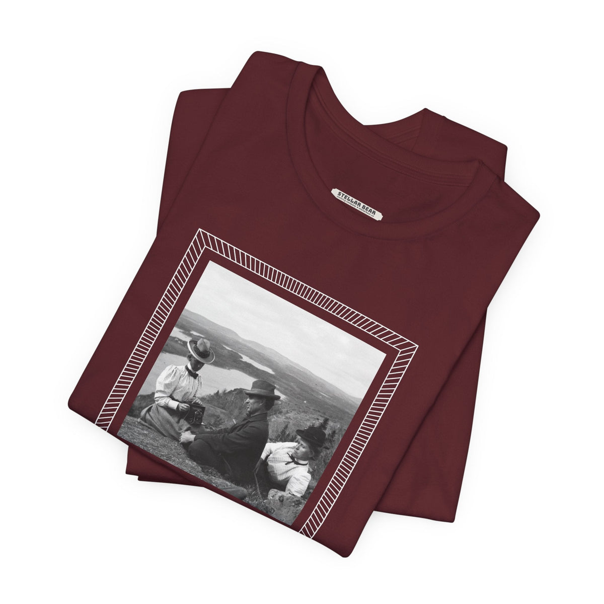 Friends on a Hill with a Camera 1899 Vintage Graphic T-Shirt product image 4