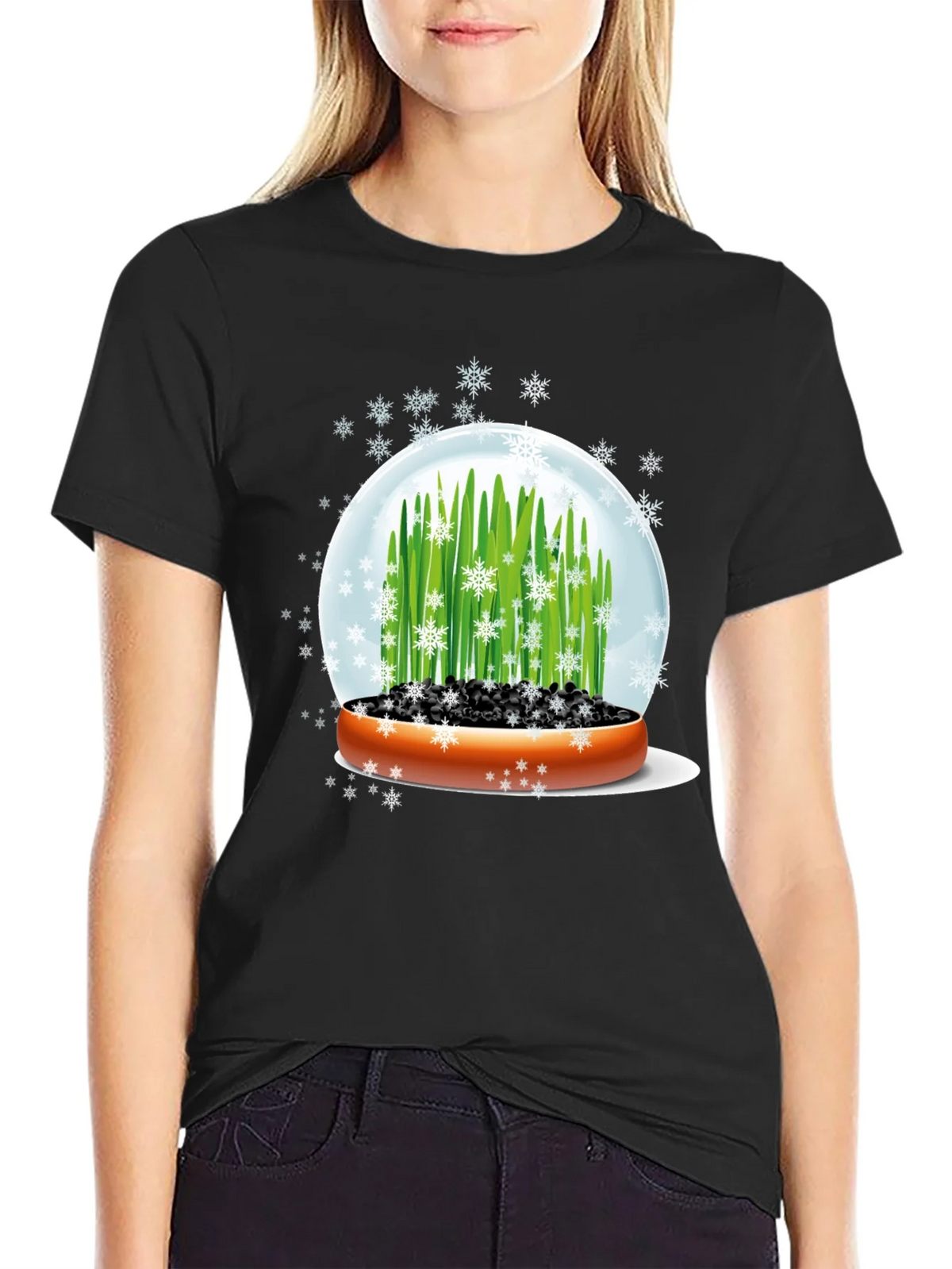 Snow Globe Wheatgrass Black T-Shirt product image 2