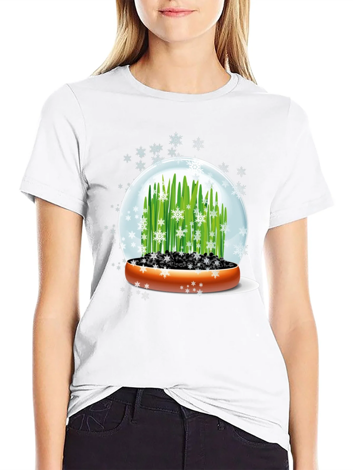 Snow Globe Wheatgrass Black T-Shirt product image 5