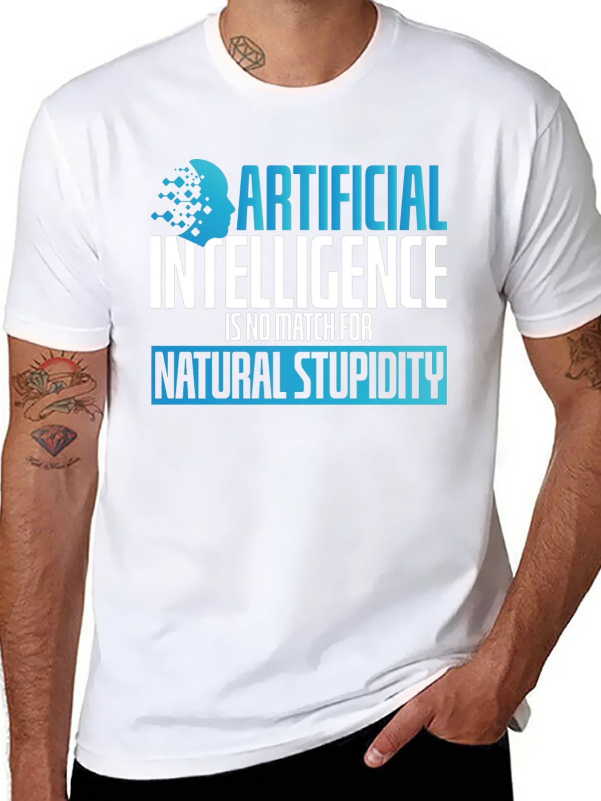 AI vs Stupidity Graphic T-Shirt product image 4