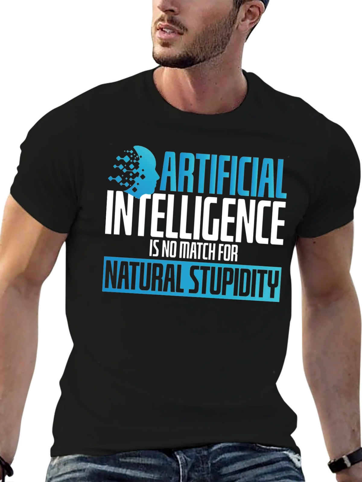 AI vs Stupidity Graphic T-Shirt product image 3
