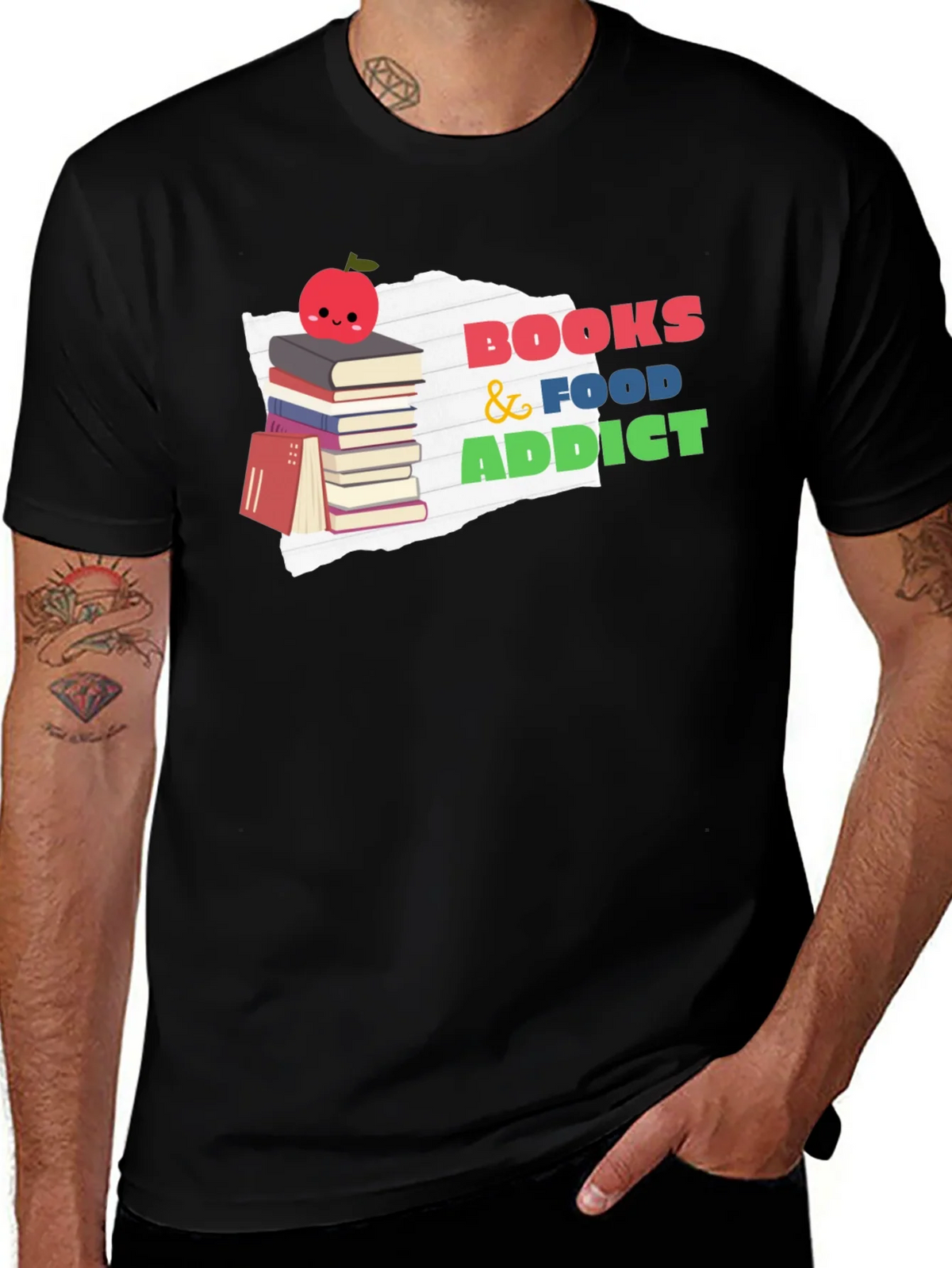 Books and Food Addict Graphic T-Shirt product image 1