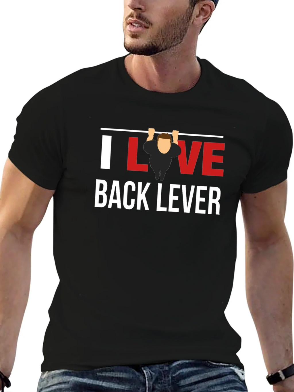 I Love Back Lever Black T-Shirt Gym Workout product image 5