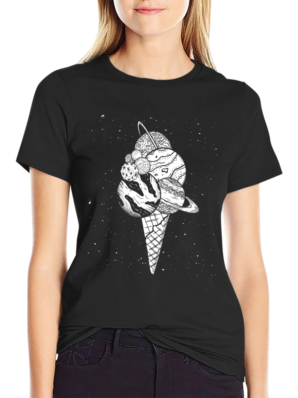 Space Ice Cream Black T-Shirt product image 2